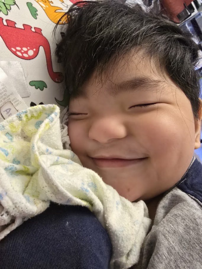 Arel with a big, happy smile